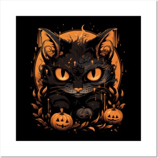 Halloween Cat Spooky Pumpkin Crew Posters and Art